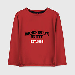 Лонгслив хлопковый детский FC Manchester United Est. 1878, цвет: красный