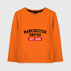 Лонгслив хлопковый детский FC Manchester United Est. 1878, цвет: оранжевый