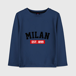 Лонгслив хлопковый детский FC Milan Est. 1899, цвет: тёмно-синий