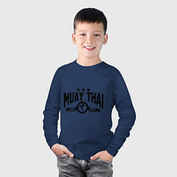 Лонгслив хлопковый детский Muay thai boxing, цвет: тёмно-синий — фото 2