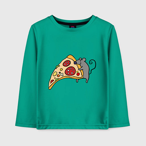 Детский лонгслив Кусочек пиццы парная / Зеленый – фото 1