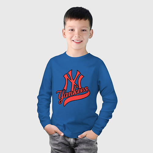 Детский лонгслив New York Yankees logo / Синий – фото 3
