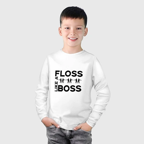 Детский лонгслив Floss like a boss / Белый – фото 3