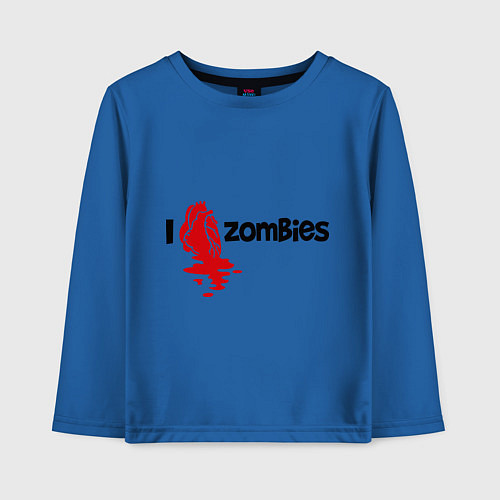 Детский лонгслив I love zombies / Синий – фото 1
