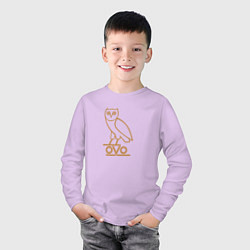 Лонгслив хлопковый детский OVO Owl, цвет: лаванда — фото 2