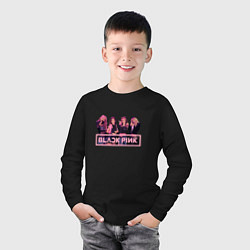 Лонгслив хлопковый детский Black Pink Band, цвет: черный — фото 2