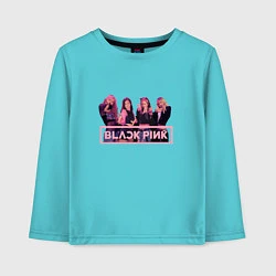 Лонгслив хлопковый детский Black Pink Band, цвет: бирюзовый