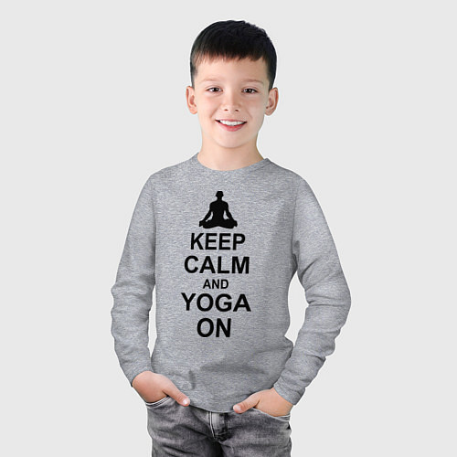 Детский лонгслив Keep Calm & Yoga On / Меланж – фото 3