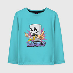 Лонгслив хлопковый детский Marshmello Music, цвет: бирюзовый
