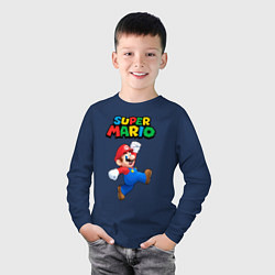 Лонгслив хлопковый детский Super Mario цвета тёмно-синий — фото 2