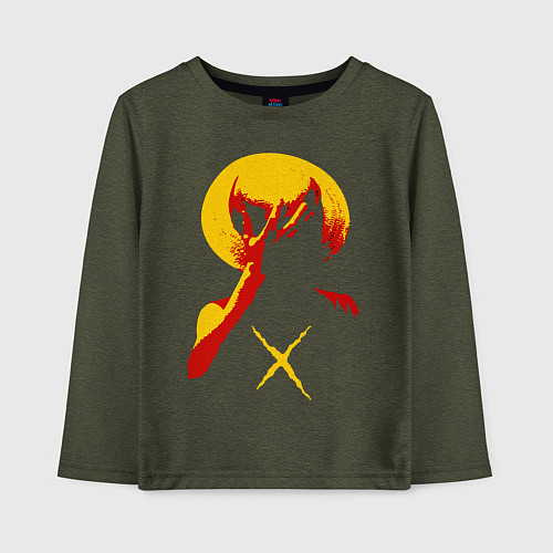 Детский лонгслив Going to new world / Меланж-хаки – фото 1