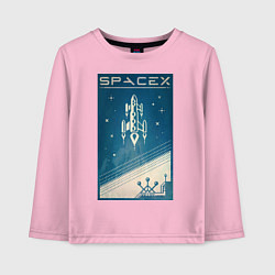 Лонгслив хлопковый детский SpaceX: Space Ship, цвет: светло-розовый