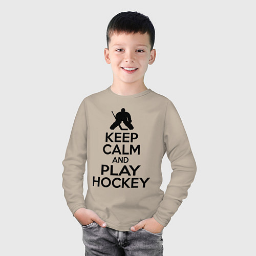 Детский лонгслив Keep Calm & Play Hockey / Миндальный – фото 3