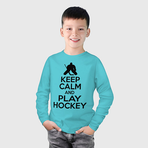 Детский лонгслив Keep Calm & Play Hockey / Бирюзовый – фото 3