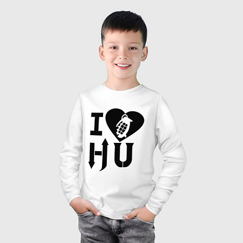 Детский лонгслив I love HU / Белый – фото 3