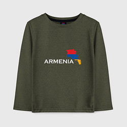 Лонгслив хлопковый детский Армения, цвет: меланж-хаки