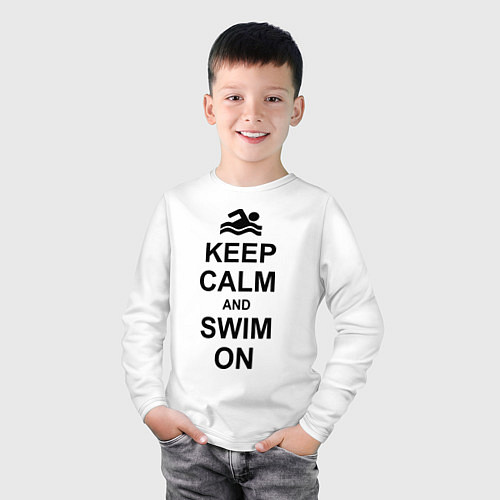 Детский лонгслив Keep Calm & Swim On / Белый – фото 3