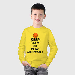 Лонгслив хлопковый детский Keep Calm & Play Basketball, цвет: желтый — фото 2