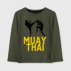 Лонгслив хлопковый детский Muay Thai, цвет: меланж-хаки