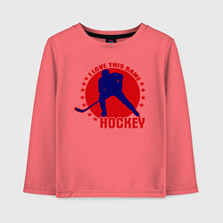 Лонгслив хлопковый детский I love this Hockey, цвет: коралловый