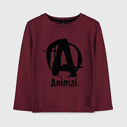 Лонгслив хлопковый детский Animal Logo, цвет: меланж-бордовый