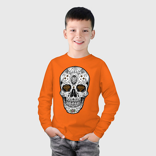 Детский лонгслив Golden Skull / Оранжевый – фото 3