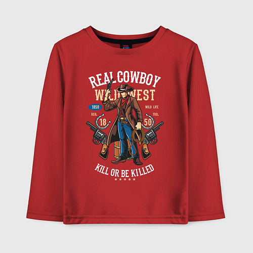 Детский лонгслив Real Cowboy / Красный – фото 1