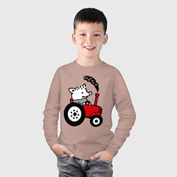 Лонгслив хлопковый детский Поросенок Петр, цвет: пыльно-розовый — фото 2