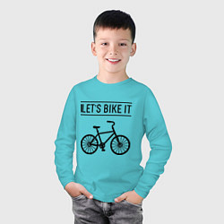 Лонгслив хлопковый детский Lets bike it, цвет: бирюзовый — фото 2