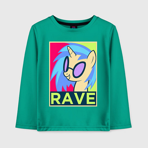 Детский лонгслив DJ Pon-3 RAVE / Зеленый – фото 1
