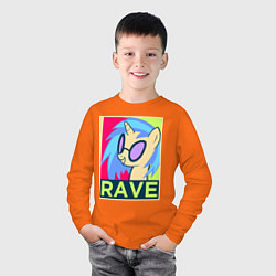 Лонгслив хлопковый детский DJ Pon-3 RAVE, цвет: оранжевый — фото 2