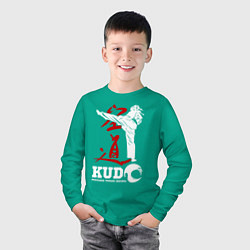 Лонгслив хлопковый детский Kudo, цвет: зеленый — фото 2