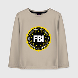 Лонгслив хлопковый детский FBI Departament, цвет: миндальный