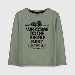 Лонгслив хлопковый детский Welcome to the Jungle, цвет: авокадо