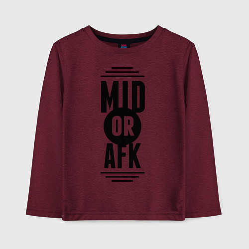 Детский лонгслив Mid or afk / Меланж-бордовый – фото 1