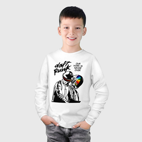Детский лонгслив Daft Punk: Our work is never over / Белый – фото 3