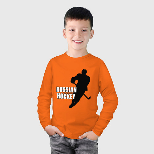 Детский лонгслив Russian Red Hockey / Оранжевый – фото 3