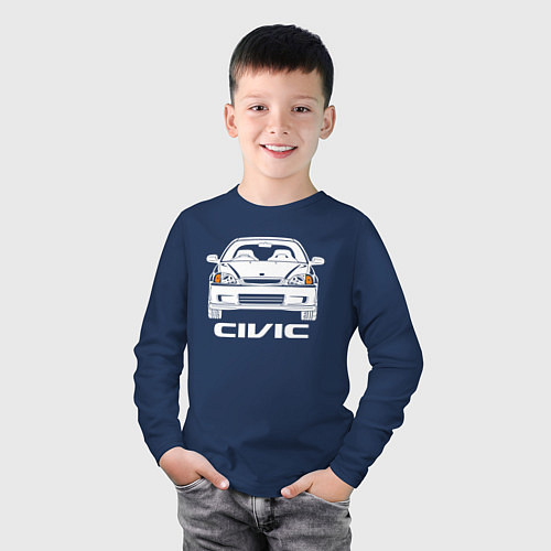Детский лонгслив Honda Civic EK 6 / Тёмно-синий – фото 3