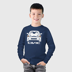 Лонгслив хлопковый детский Honda Civic EK 6, цвет: тёмно-синий — фото 2