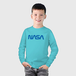 Лонгслив хлопковый детский NASA, цвет: бирюзовый — фото 2