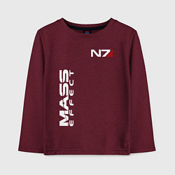 Лонгслив хлопковый детский MASS EFFECT N7, цвет: меланж-бордовый