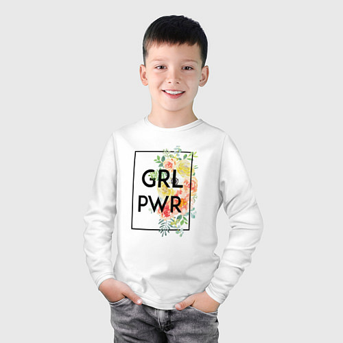 Детский лонгслив GRL PWR / Белый – фото 3