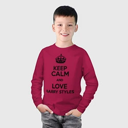 Лонгслив хлопковый детский Keep Calm & Love Harry Styles, цвет: маджента — фото 2