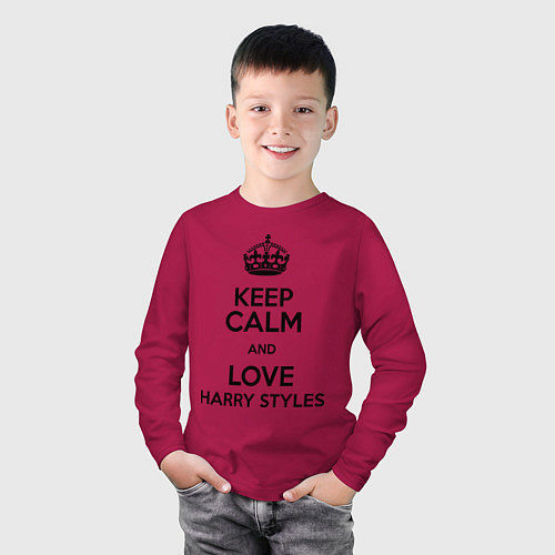 Детский лонгслив Keep Calm & Love Harry Styles / Маджента – фото 3