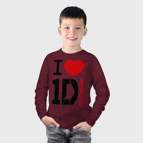 Детский лонгслив I love 1D / Меланж-бордовый – фото 3