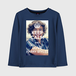 Лонгслив хлопковый детский Keep Calm & Love Harry Styles, цвет: тёмно-синий