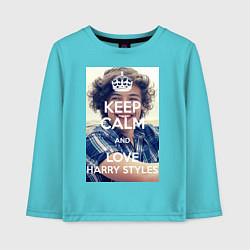 Лонгслив хлопковый детский Keep Calm & Love Harry Styles, цвет: бирюзовый