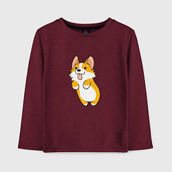 Лонгслив хлопковый детский Корги лапочка, цвет: меланж-бордовый