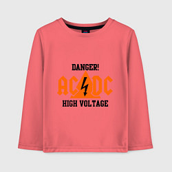 Лонгслив хлопковый детский AC/DC: High Voltage, цвет: коралловый