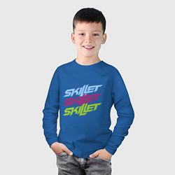 Лонгслив хлопковый детский Skillet Tricolor, цвет: синий — фото 2